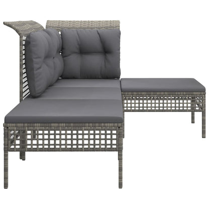 Vidaxl Set De Muebles De Jardín 4 Pzas Y Cojines Ratán Sintético Gris_4