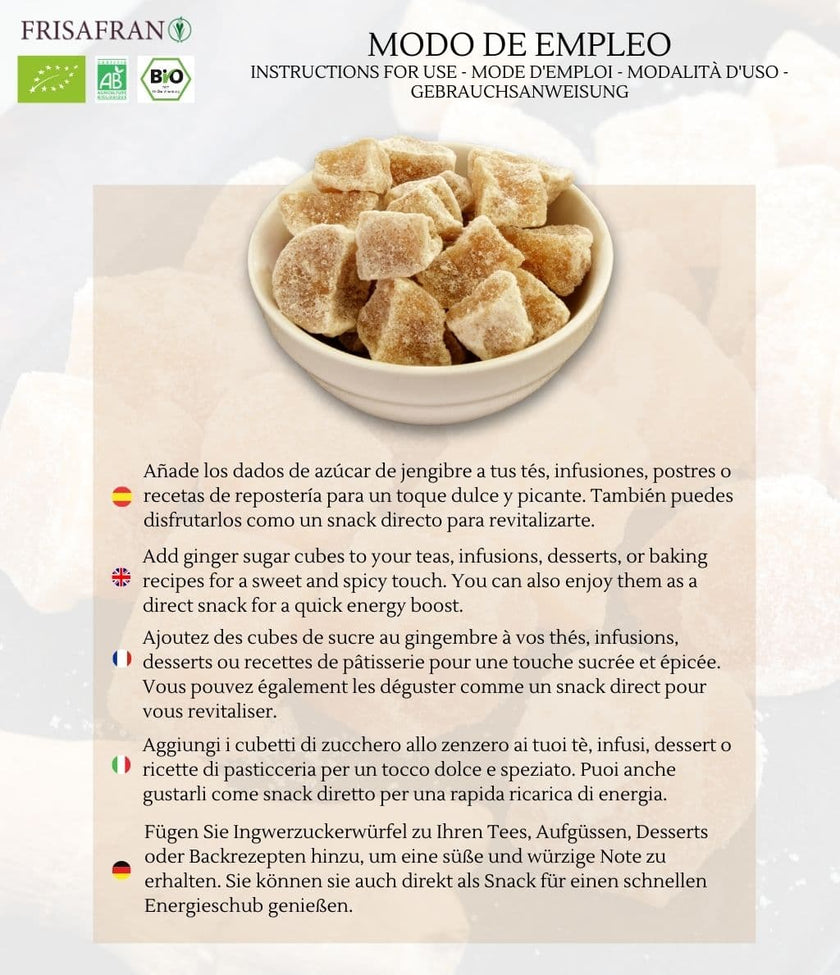 Jengibre En Dados Con Azúcar Eco | Calidad | Frisafran 500 G_4