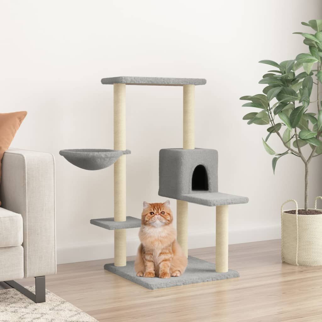Vidaxl Rascador Para Gatos Con Postes De Sisal Gris Claro 95 Cm_1