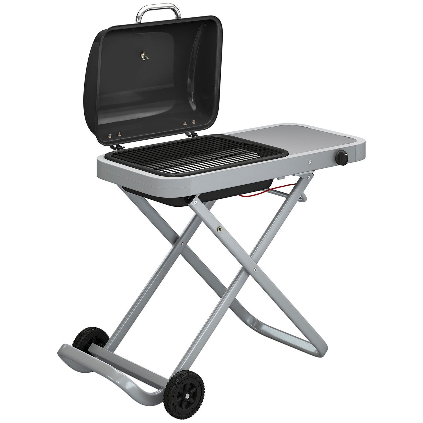 Outsunny Barbacoa De Gas Plegable Con Quemador 2,5 Kw Con Ruedas Mesa Lateral_0