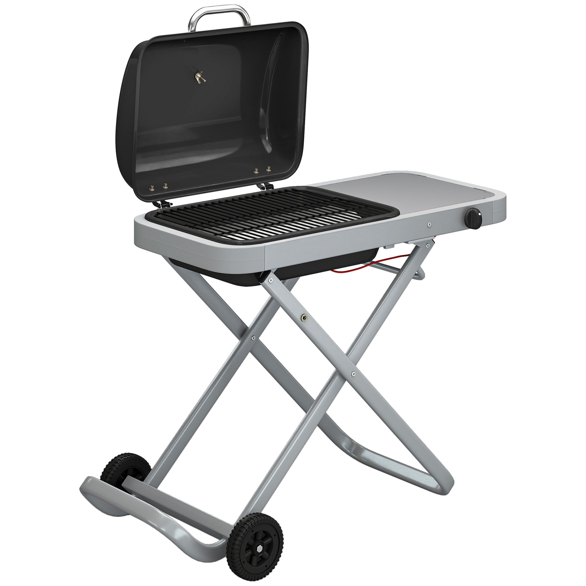 Outsunny Barbacoa De Gas Plegable Con Quemador 2,5 Kw Con Ruedas Mesa Lateral_0