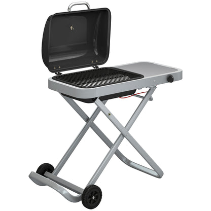 Outsunny Barbacoa De Gas Plegable Con Quemador 2,5 Kw Con Ruedas Mesa Lateral_0