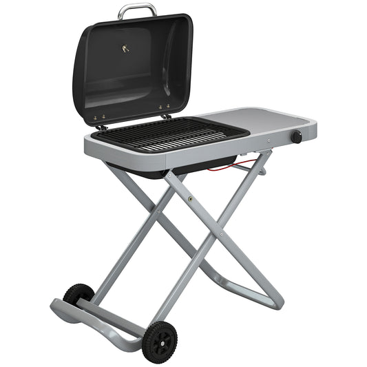 Outsunny Barbacoa De Gas Plegable Con Quemador 2,5 Kw Con Ruedas Mesa Lateral_0