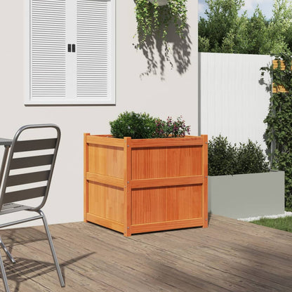 Jardinera Exterior Madera Maciza Pino Marrón Cera 70x70x70 Cm_2
