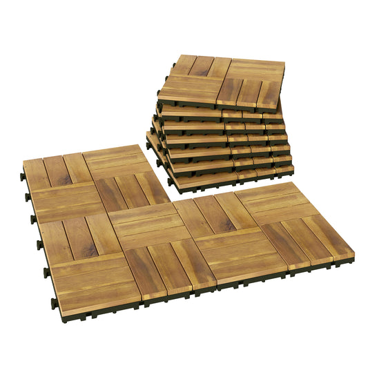 Outsunny Set De 10 Piezas Baldosas De Exterior De Madera 31x31 Cm 0,91m² Natural_0