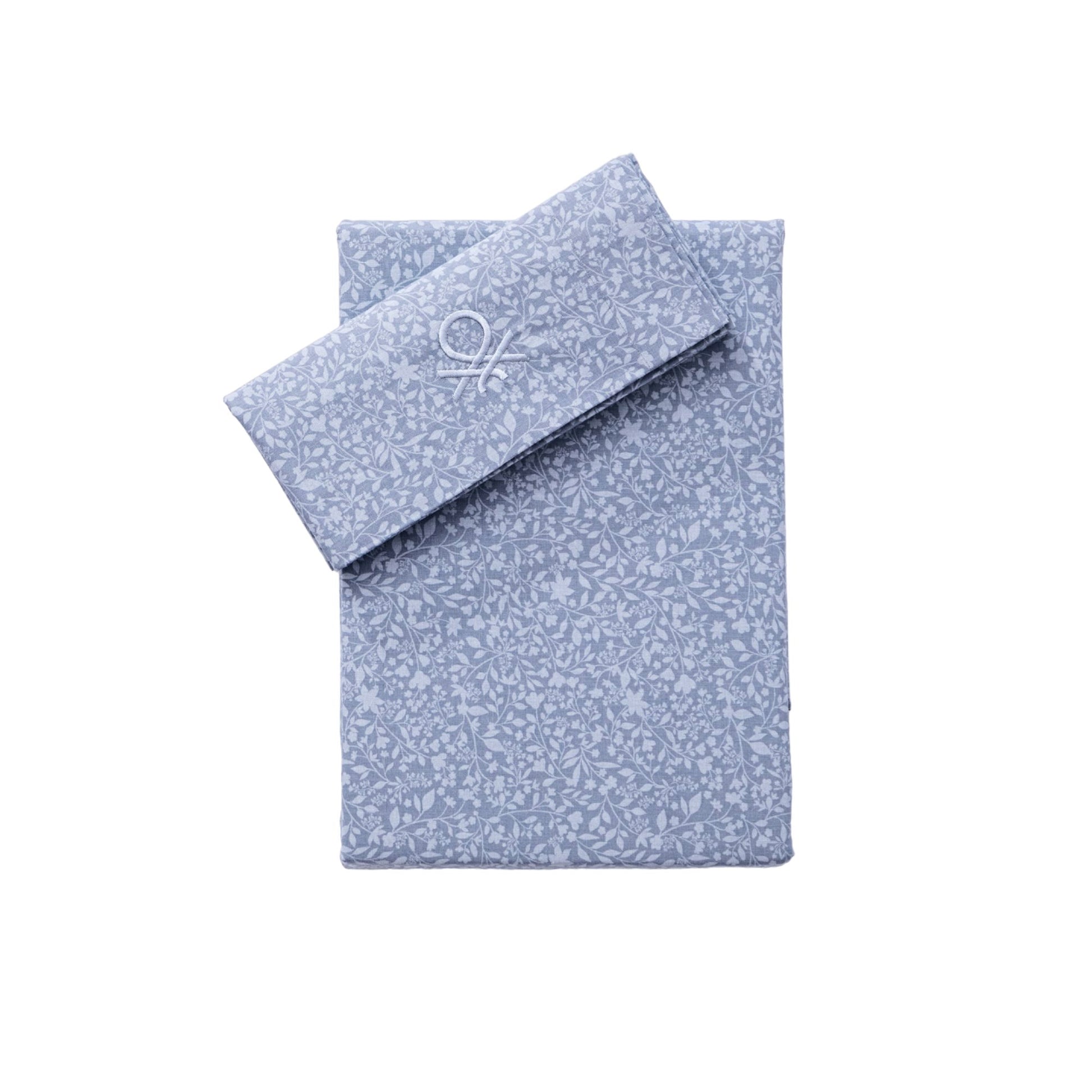 Set De Sabanas 3pcs Cama Doble: Sabana Encimera (210x270cm) + Sabana Bajera (135x200+28cm) + Funda De Almohada (45x155cm) 144tc 100% Algodon Azul Flo