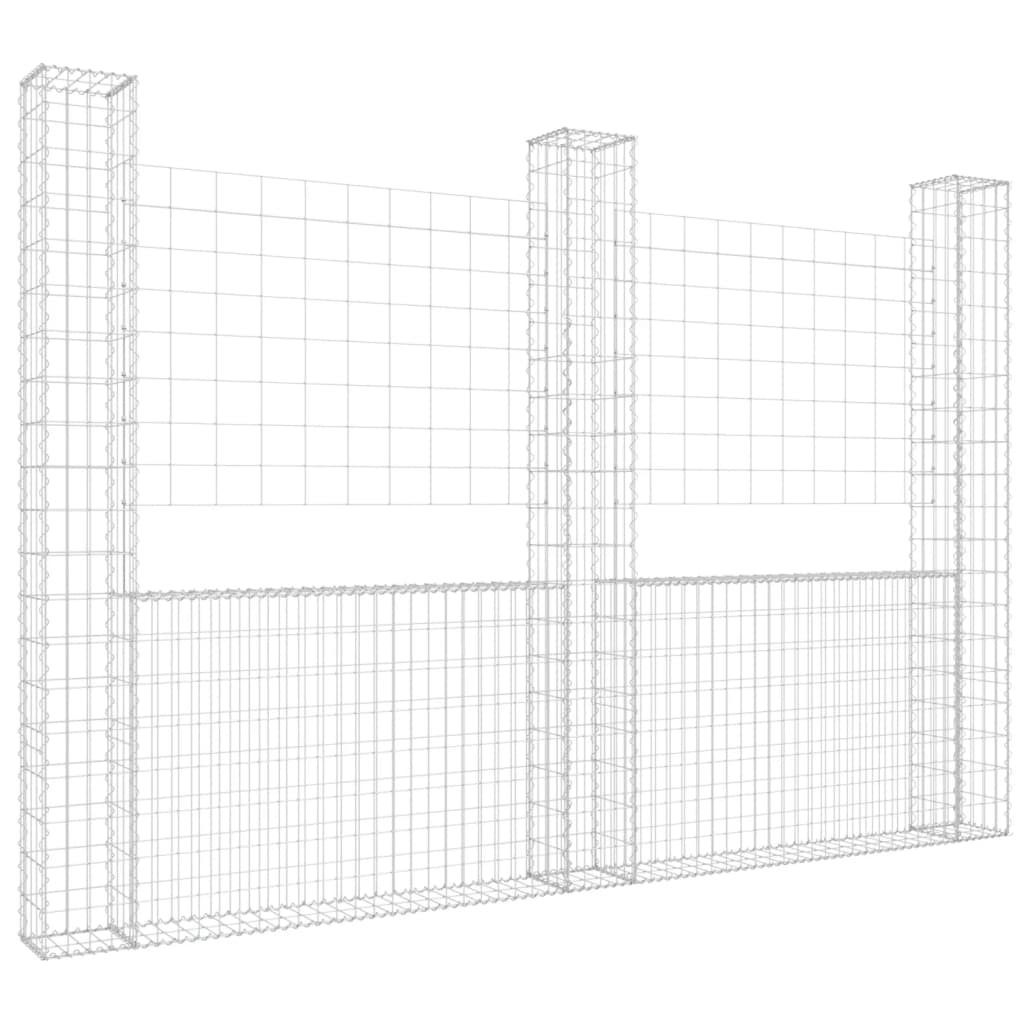 Cesta De Gaviones Forma De U 3 Postes De Hierro 260x20x200 Cm / Vetonek_5