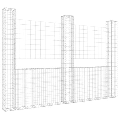 Cesta De Gaviones Forma De U 3 Postes De Hierro 260x20x200 Cm / Vetonek_5