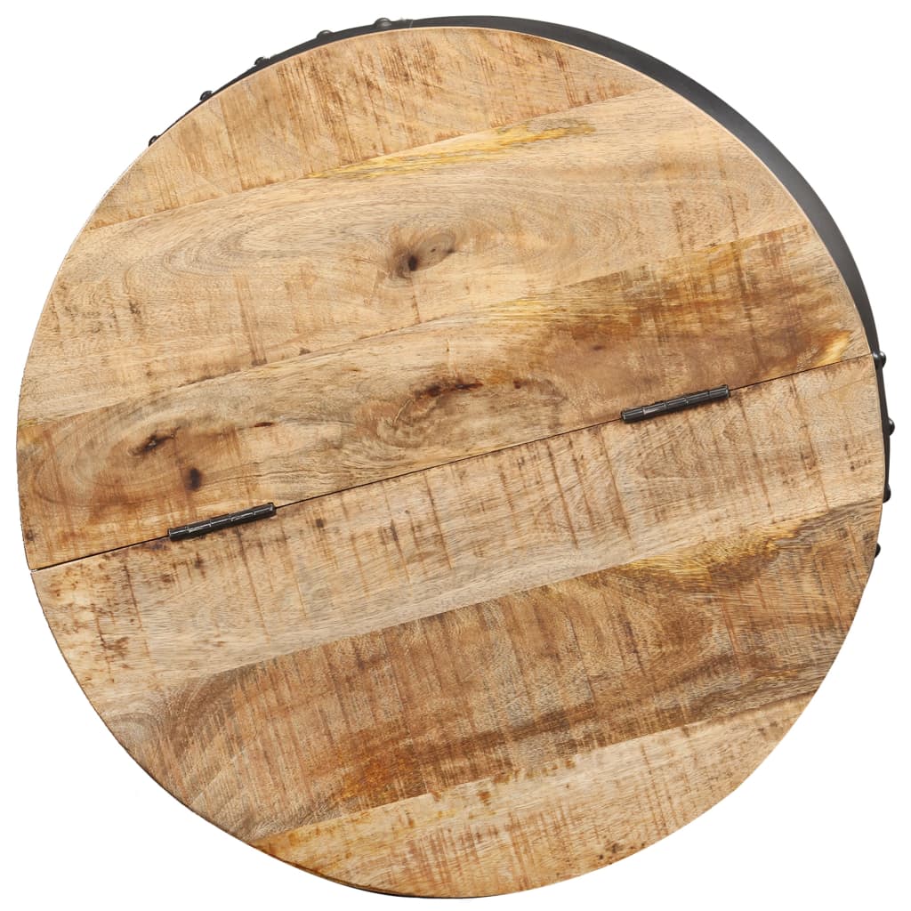 Mesa De Centro Redonda De Madera Maciza De Mango 53x43 Cm_4