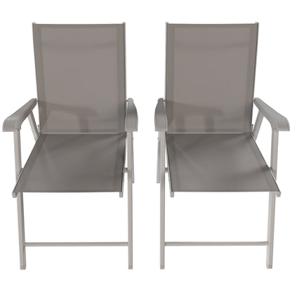 Outsunny Pack De 4 Sillas De Camping Plegables Tela Textilene 58x62x97 Cm Gris_4