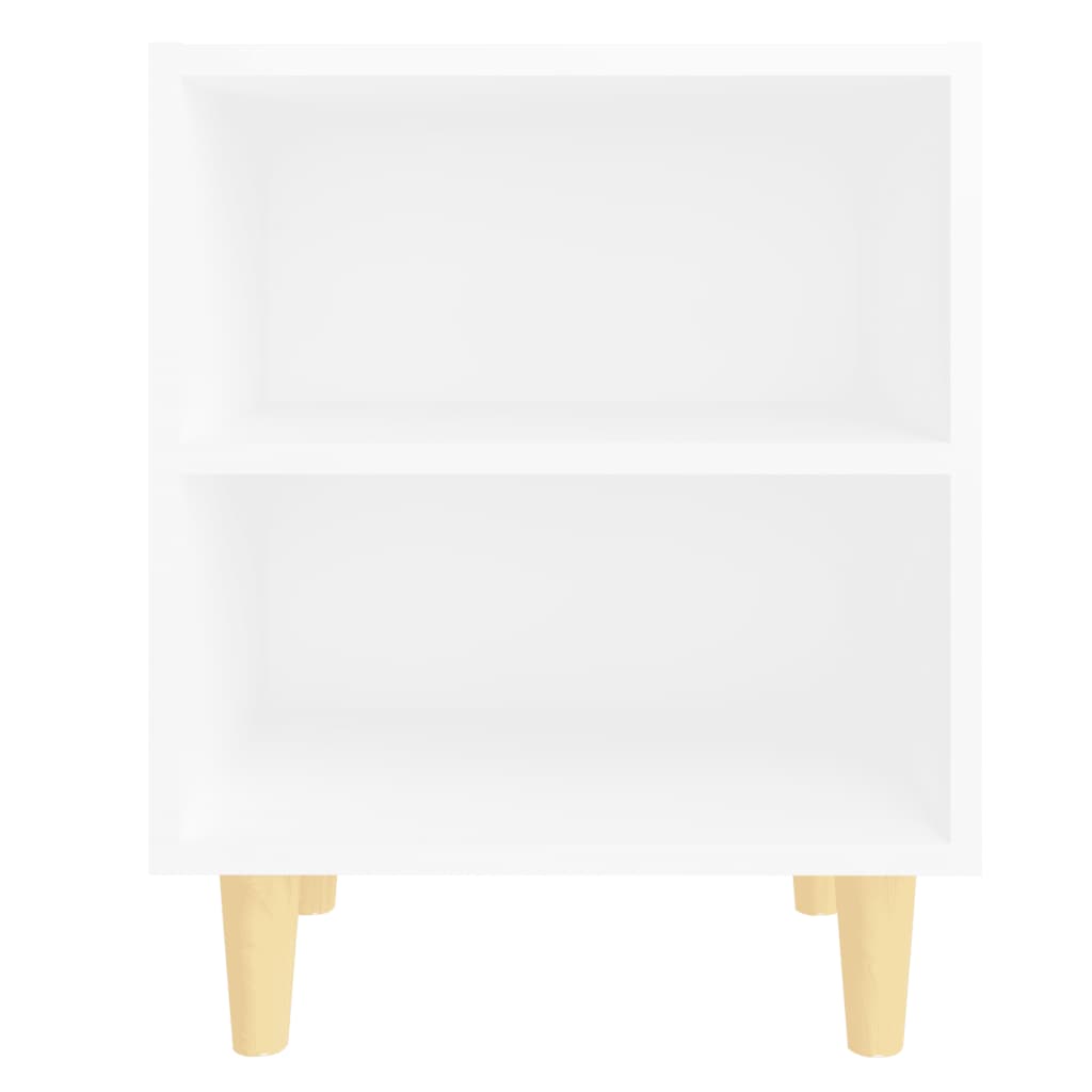 Mesitas De Noche Patas Madera Maciza Blanca 2 Uds 40x30x50 Cm_3