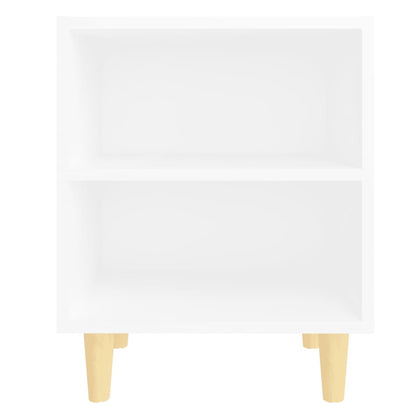 Mesitas De Noche Patas Madera Maciza Blanca 2 Uds 40x30x50 Cm_3