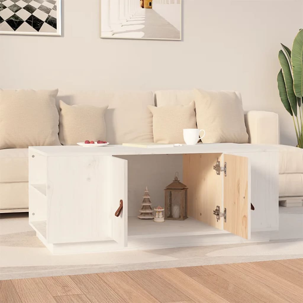 Mesa De Centro De Madera Maciza De Pino Blanco 100x50x41 Cm_1