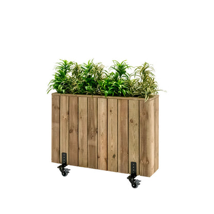 Jardinera Alta De Madera Con Ruedas 100x24x80 Cm Para Terrazas Hortalia_0