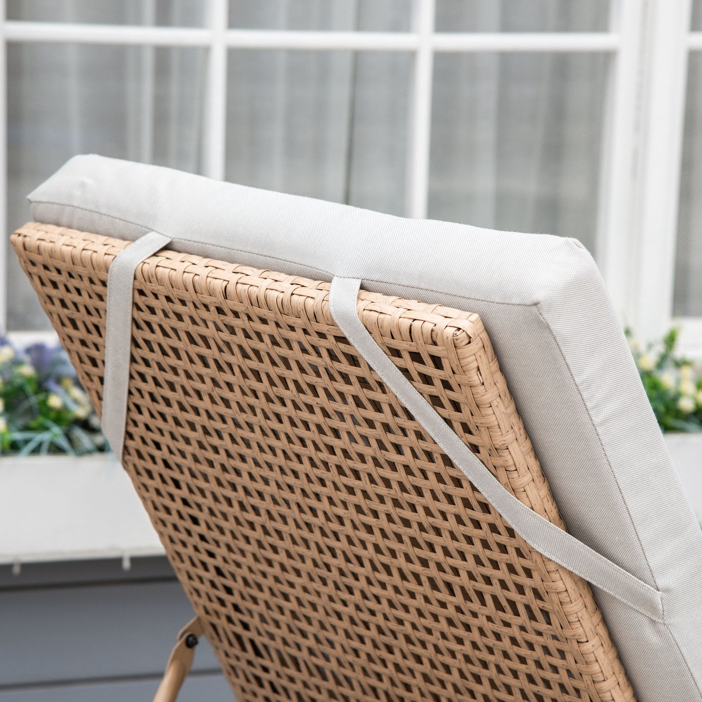 Outsunny Conjunto De 2 Tumbonas De Jardín Exterior De Ratán 200x65x31 Cm Natural_3