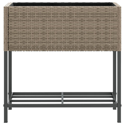 Jardineras Con Estante 2 Uds Ratán Sintético Gris 70x28x70 Cm_5