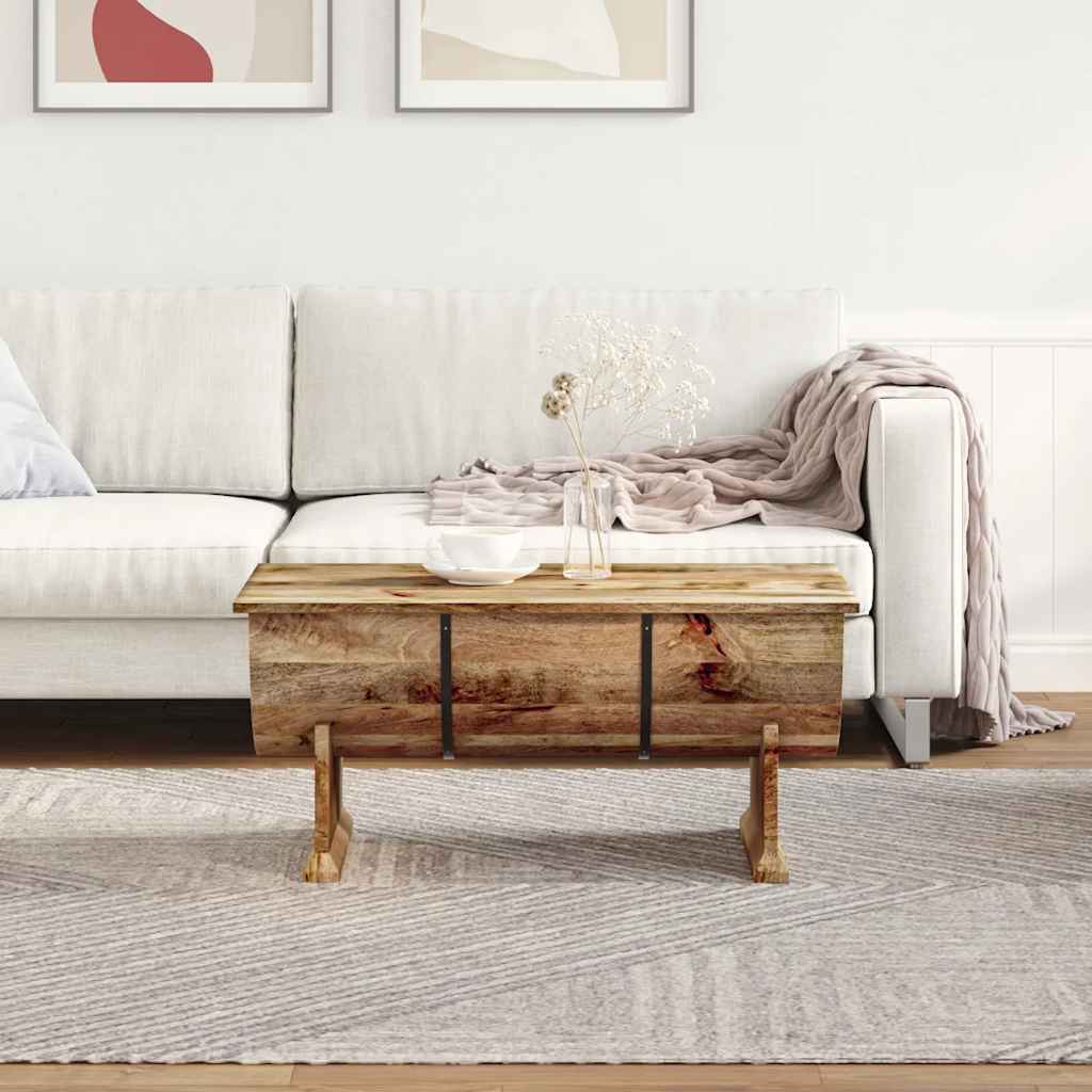 Mesa De Centro De Madera Maciza De Mango 88x50x40 Cm_1