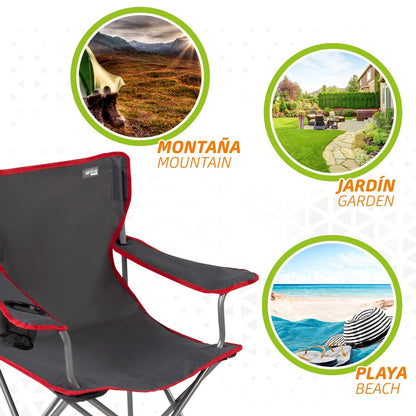 Silla Plegable Camping Con Posavasos Aktive Camping_4