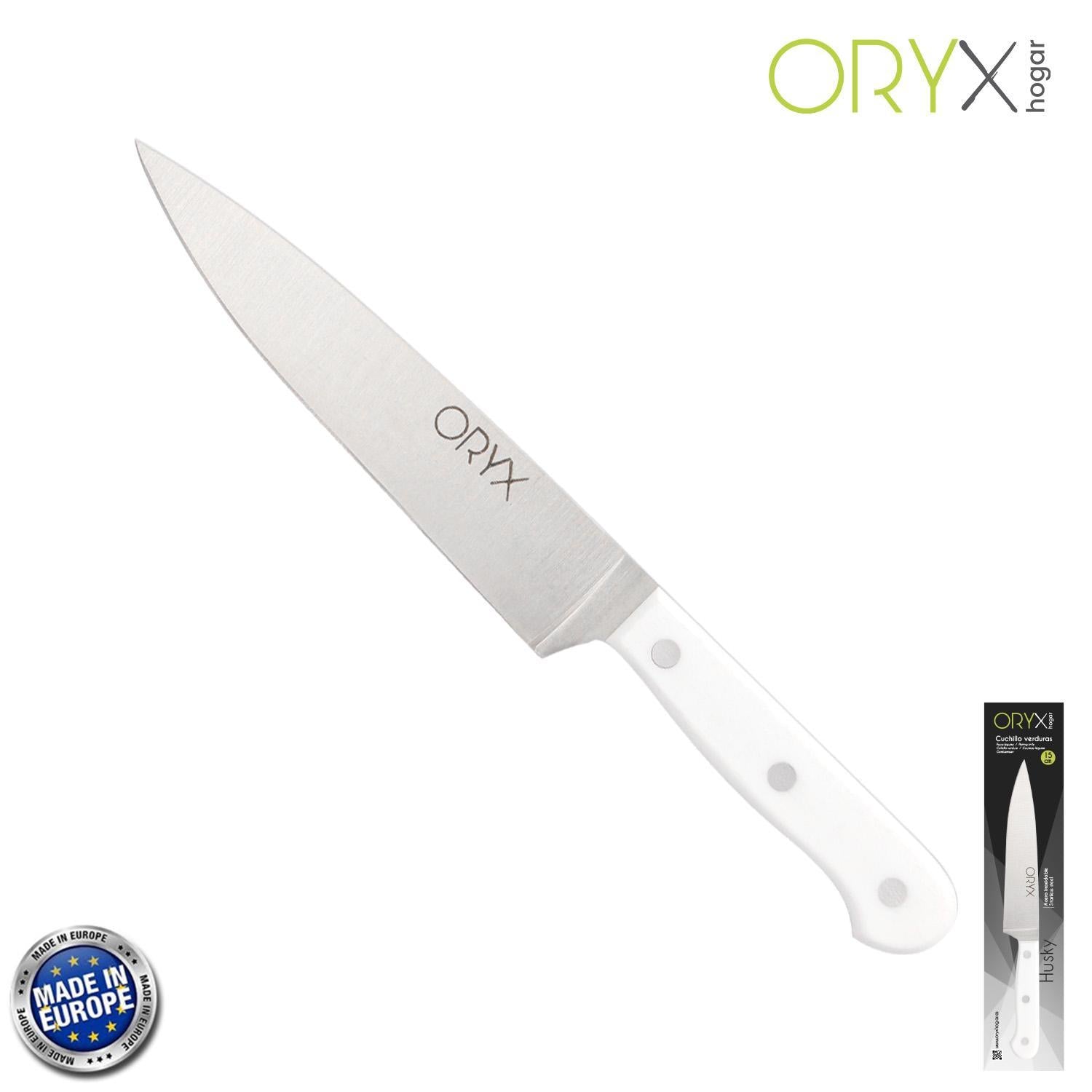 Cuchillo Husky Verduras 15 Cm. Hoja Acero Inoxidable, Cuchillo Verduras, Cuchillo Cortar Verduras Mango Ergonomico Blanco_0