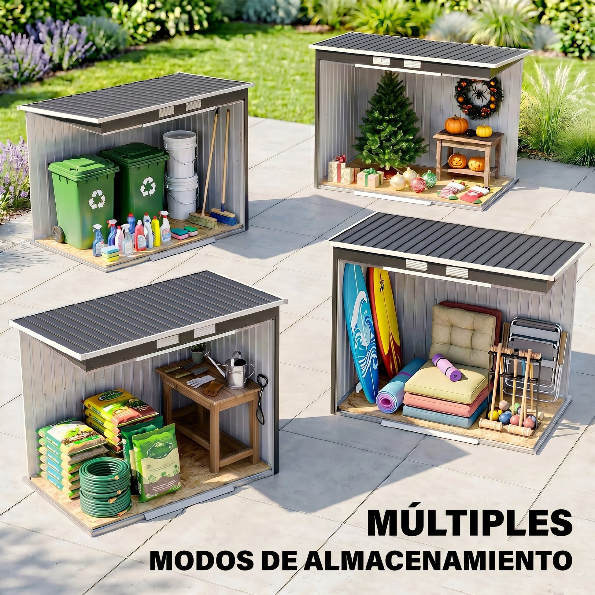 Outsunny Caseta De Jardín Exterior 2,4 M² 213x130x172 Cm Con Puerta Corredera_3