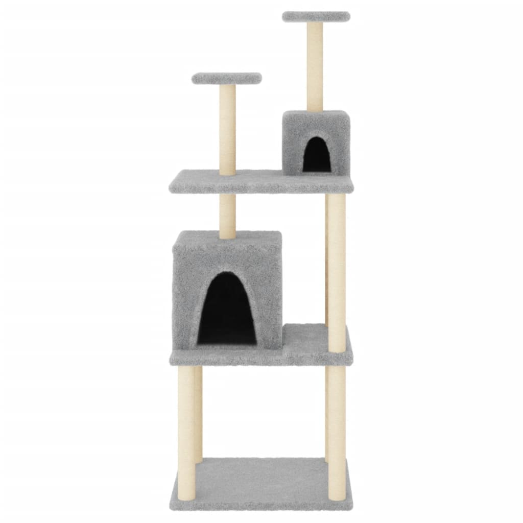 Rascador Para Gatos Con Postes De Sisal Gris Claro 167 Cm_2