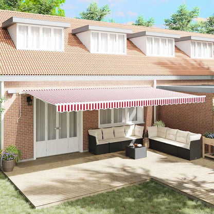 Toldo Retráctil Rojo Y Blanco 600 X 350 Cm Tela Y Aluminio_1