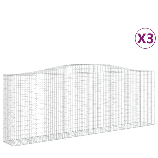 Cestas De Gaviones 3 Uds Forma De Arco Hierro 400x50x140/160 Cm_0