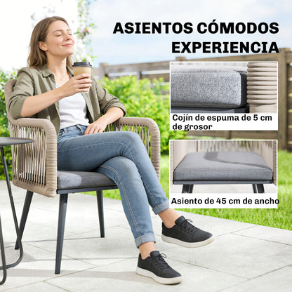 Outsunny Juego De 2 Sillas De Jardín Exterior De Ratán 54x65x80 Cm Gris_5