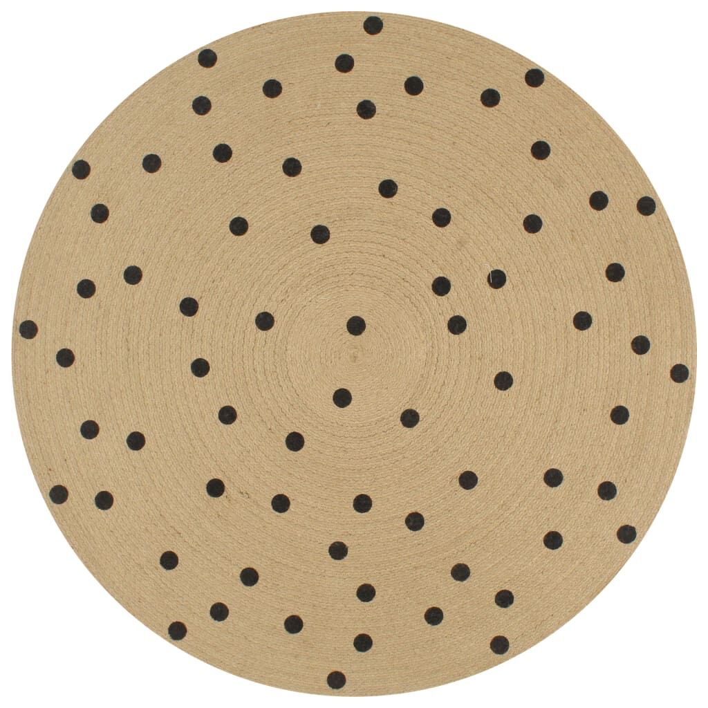 Vidaxl Alfombra De Yute Tejida A Mano De Yute Estampado Lunares 90 Cm_0