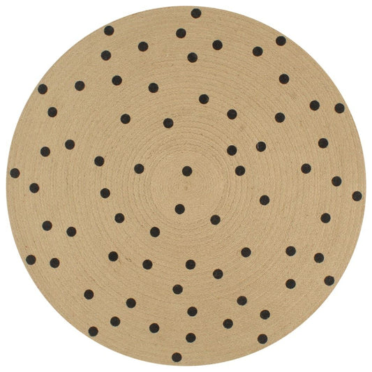 Vidaxl Alfombra De Yute Tejida A Mano De Yute Estampado Lunares 90 Cm_0