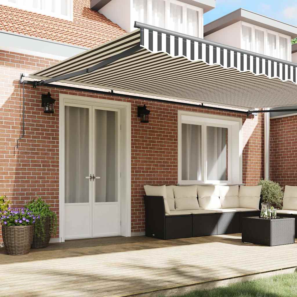 Toldo Retráctil Manual Gris Antracita Y Blanco 500x300 Cm_2