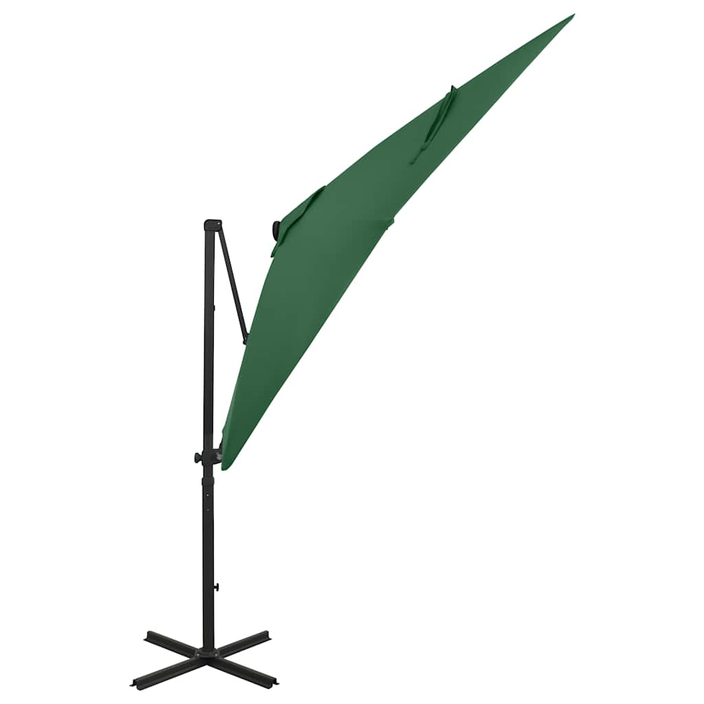 Vidaxl Sombrilla De Jardín Voladiza Con Palo Y Luces Led Verde 250 Cm_1