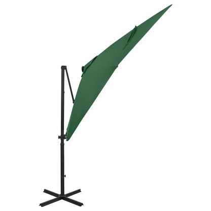 Vidaxl Sombrilla De Jardín Voladiza Con Palo Y Luces Led Verde 250 Cm_1