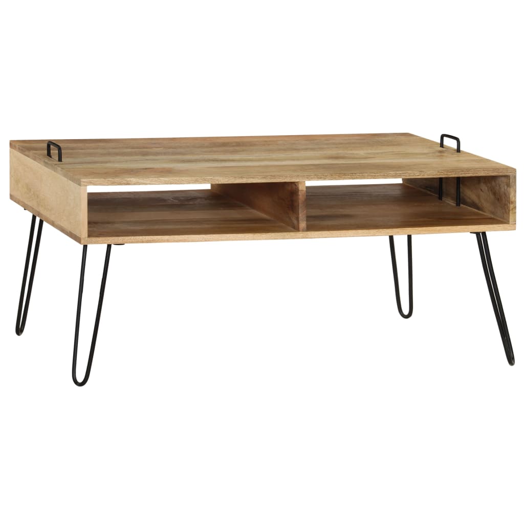 Mesa De Centro De Madera Maciza De Mango 100x60x45 Cm_1