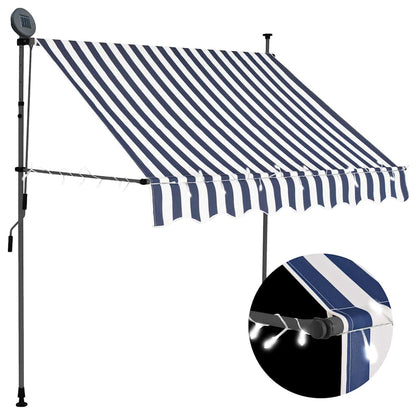 Toldo Manual Retráctil Con Led Azul Y Blanco 200 Cm_1