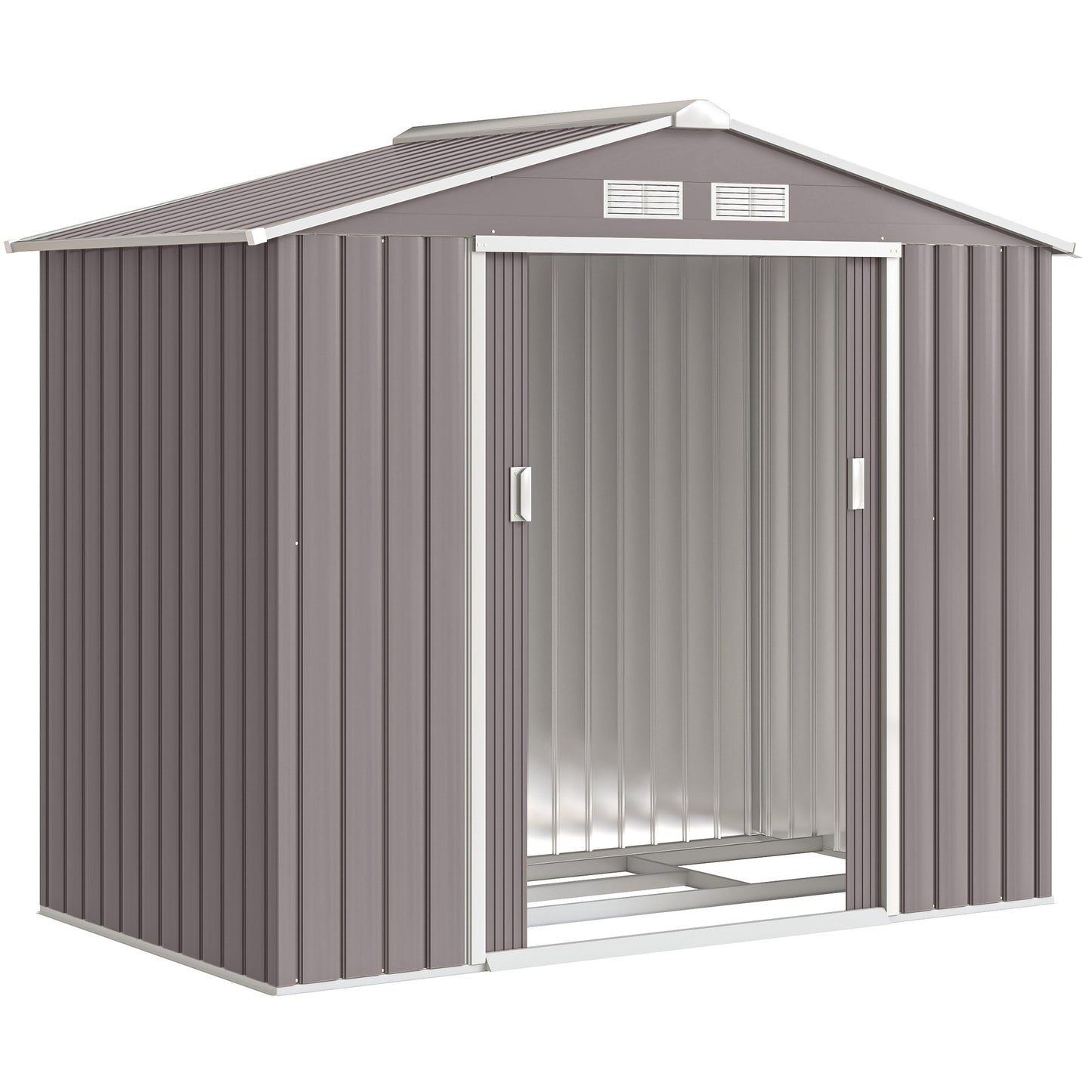Outsunny Caseta De Jardín 213x130x185 Cm Con 2 Puertas Correderas Y 4 Ventanas_0