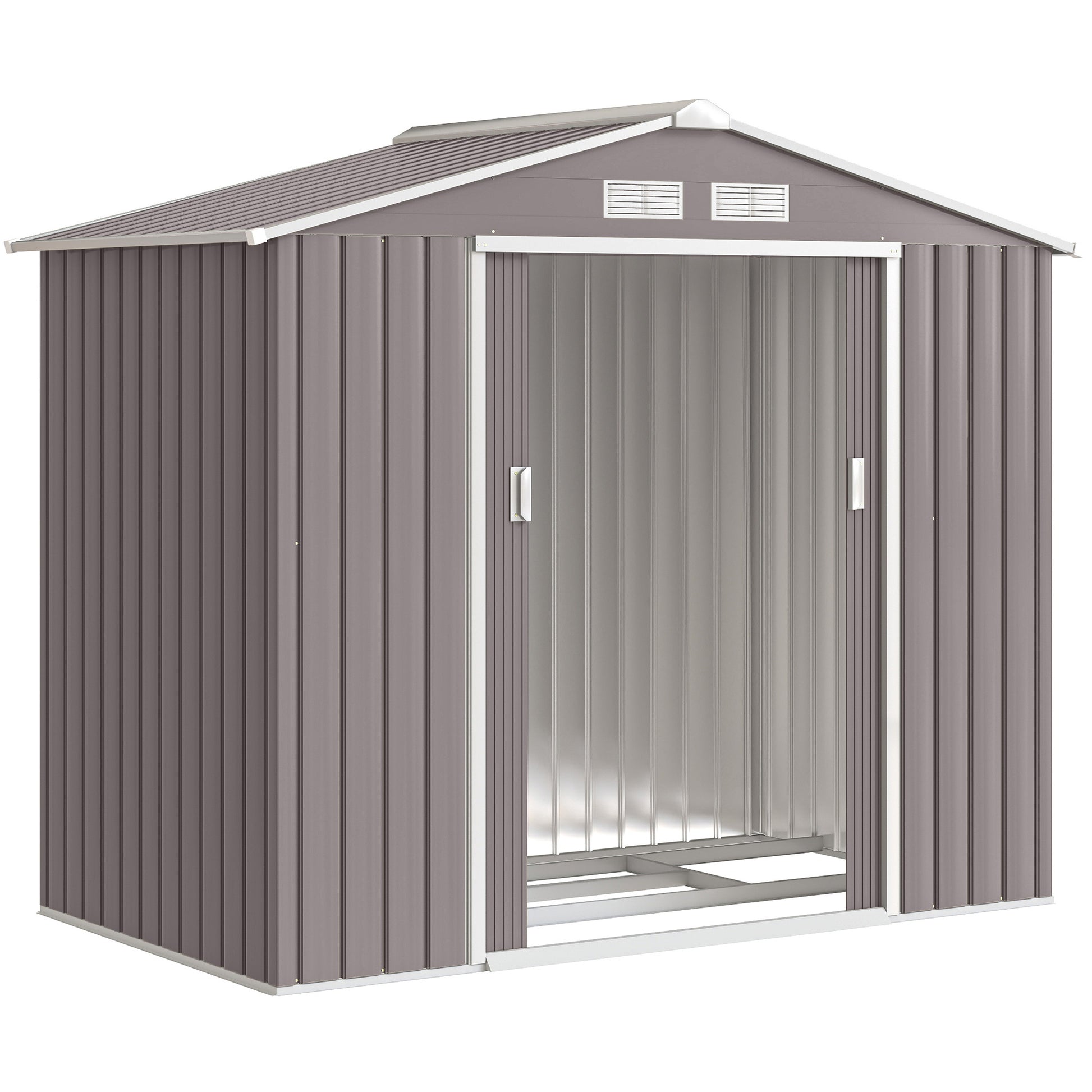 Outsunny Caseta De Jardín 213x130x185 Cm Con 2 Puertas Correderas Y 4 Ventanas_0