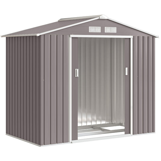 Outsunny Caseta De Jardín 213x130x185 Cm Con 2 Puertas Correderas Y 4 Ventanas_0