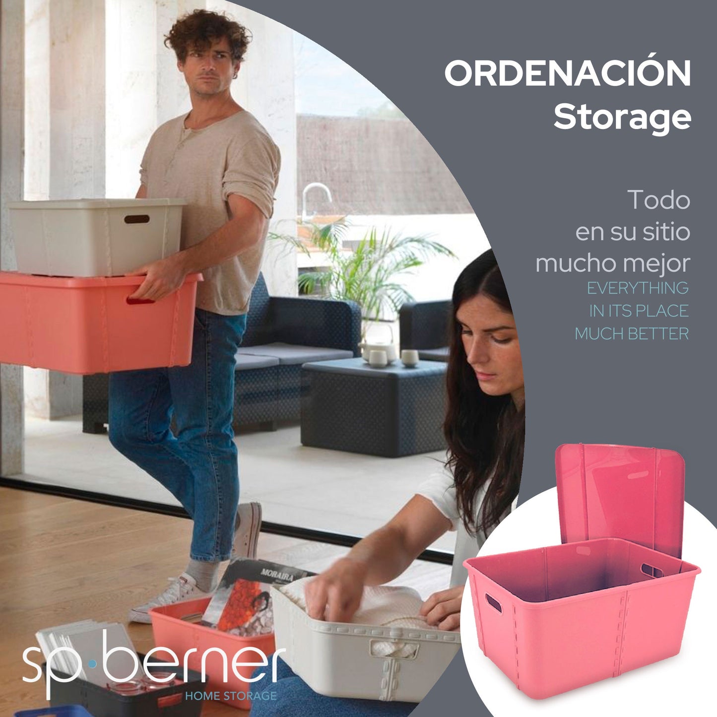 Life Story Caja Almacenaje Con Tapa Large 45l Rose_1
