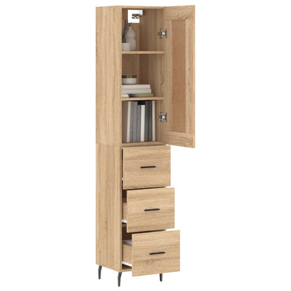 Aparador De Madera Contrachapada Roble Sonoma 34,5x34x180 Cm_2