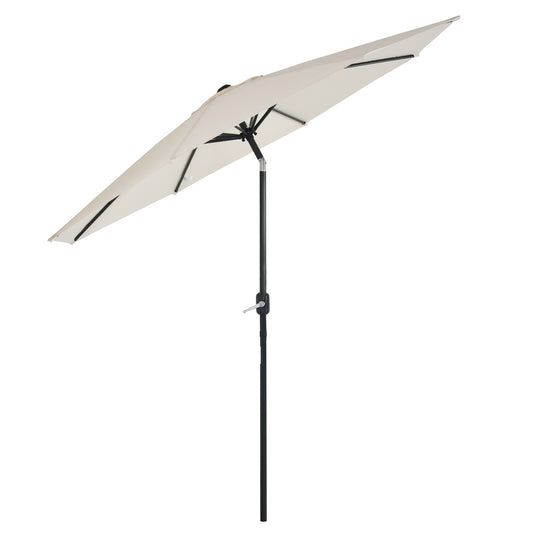 Outsunny Sombrilla De Jardín Ø264x253 Cm Con Protección Uv 50+ Beige_0