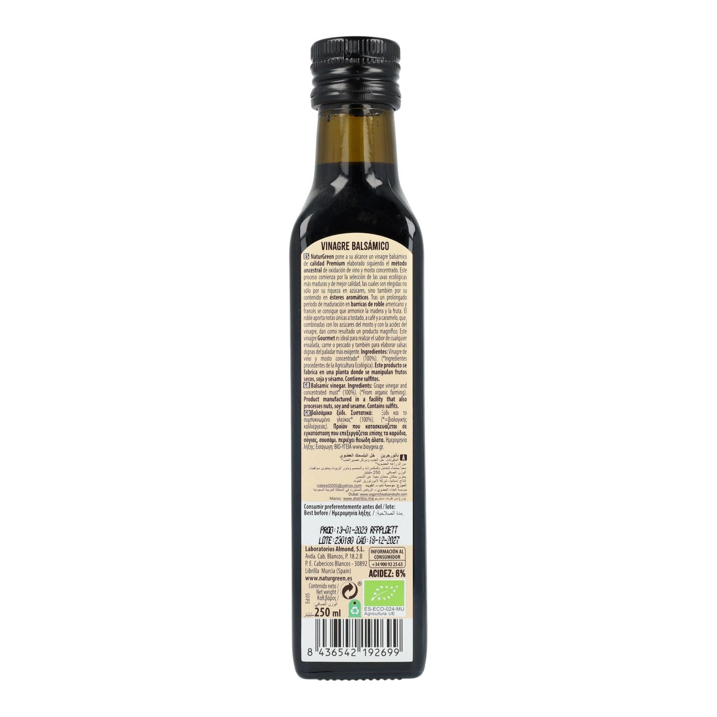 Vinagre Balsámico Bio NaturGreen, 250 ml