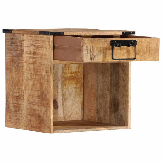 Mesita De Noche Madera Maciza De Mango 40x30x37 Cm_0