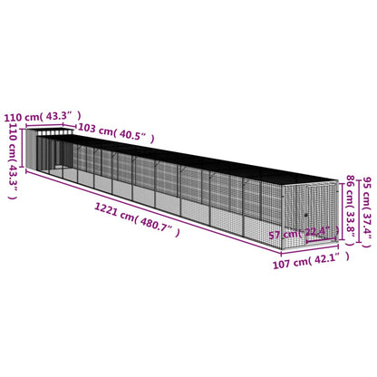 Vidaxl Gallinero Y Corral Acero Galvanizado Gris Claro 110x1221x110 Cm_2