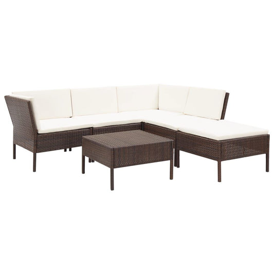 Vidaxl Set Muebles De Jardín 6 Piezas Y Cojines Ratán Sintético Marrón_0