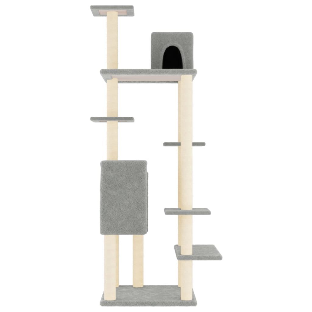 Vidaxl Rascador Para Gatos Con Postes De Sisal Gris Claro 154 Cm_3