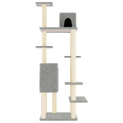 Vidaxl Rascador Para Gatos Con Postes De Sisal Gris Claro 154 Cm_3