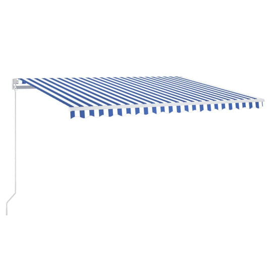 Toldo Manual Retráctil Con Led Azul Y Blanco 400x350 Cm_0