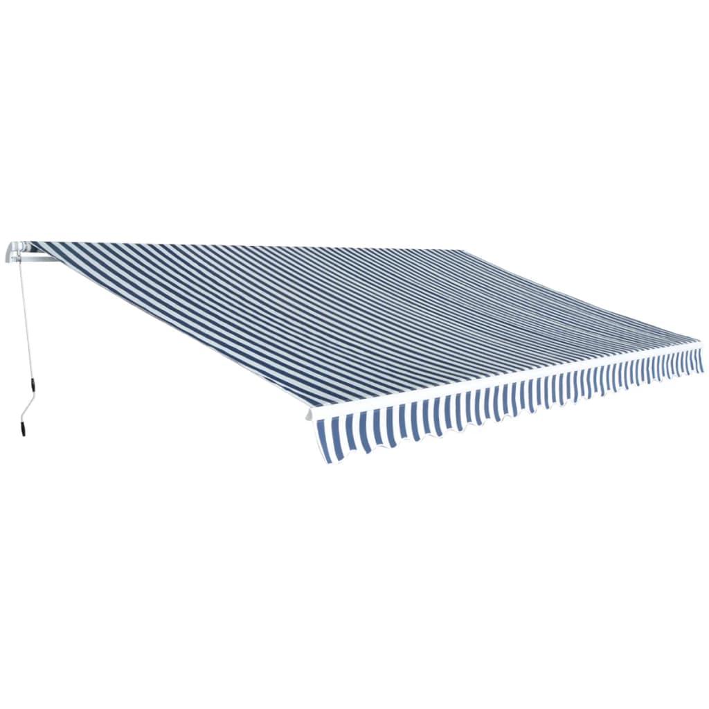 Toldo Plegable De Operación Manual 500 Cm Azul Y Blanco_1