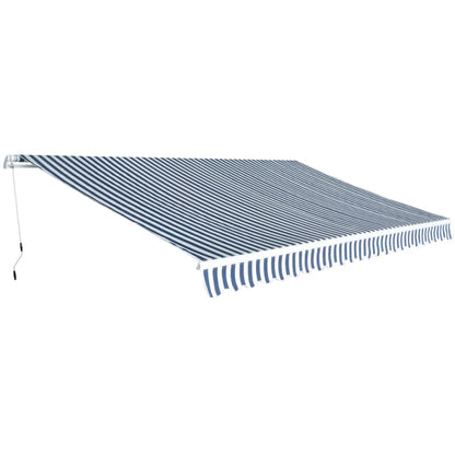 Toldo Plegable De Operación Manual 500 Cm Azul Y Blanco_1